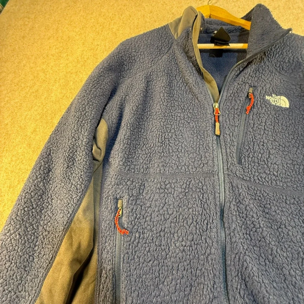 The North Face Summit Series Mens Large Blue Sherpa Fleece Full Zip Jacket T1227